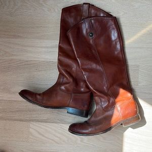Brown Wide Calf Frye Melissa Button Boots